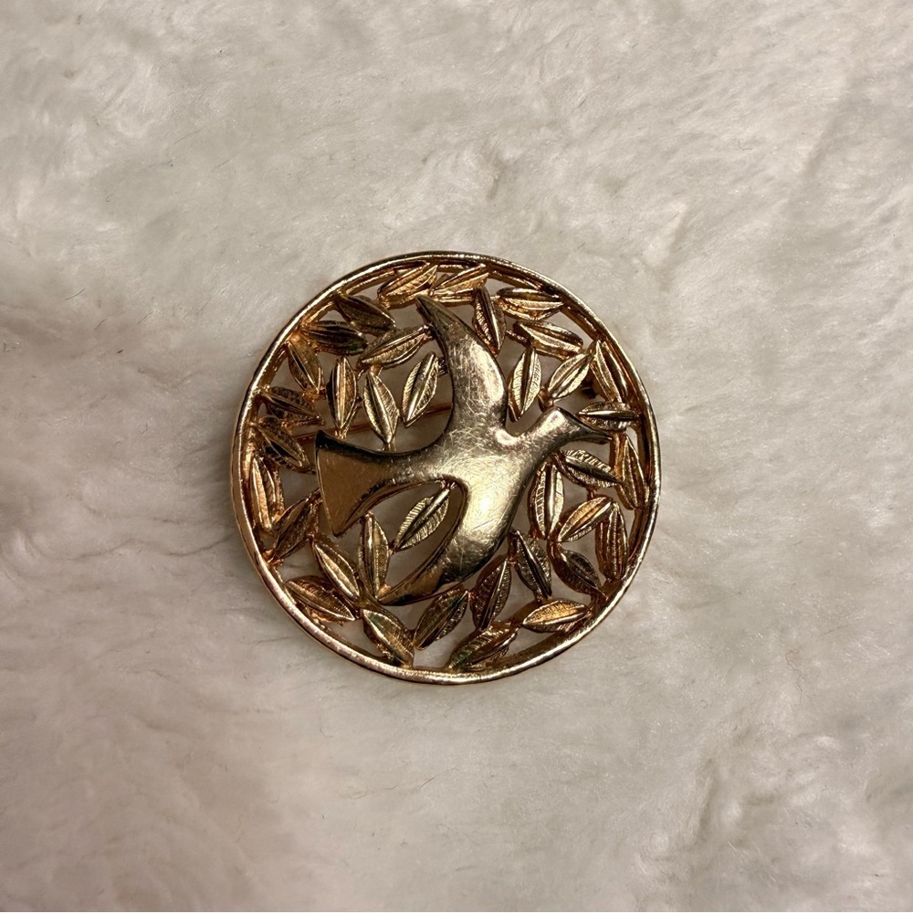 Michele Lynn Gold Tone Dove Brooch Vintage - Picture 4 of 4